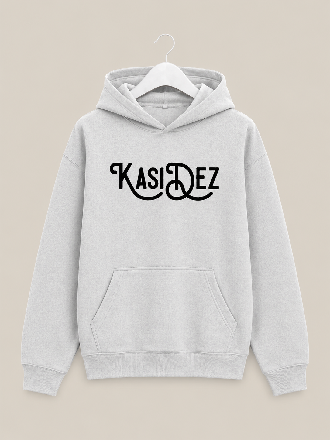 N Typo Hoodie — White (Black Logo)